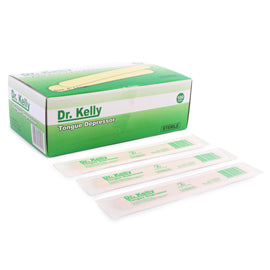 Dr. Kelly Wooden Tongue Depressor Sterile - Sterile wooden medical tool used to depress the tongue to allow for examination of the mouth and throat.