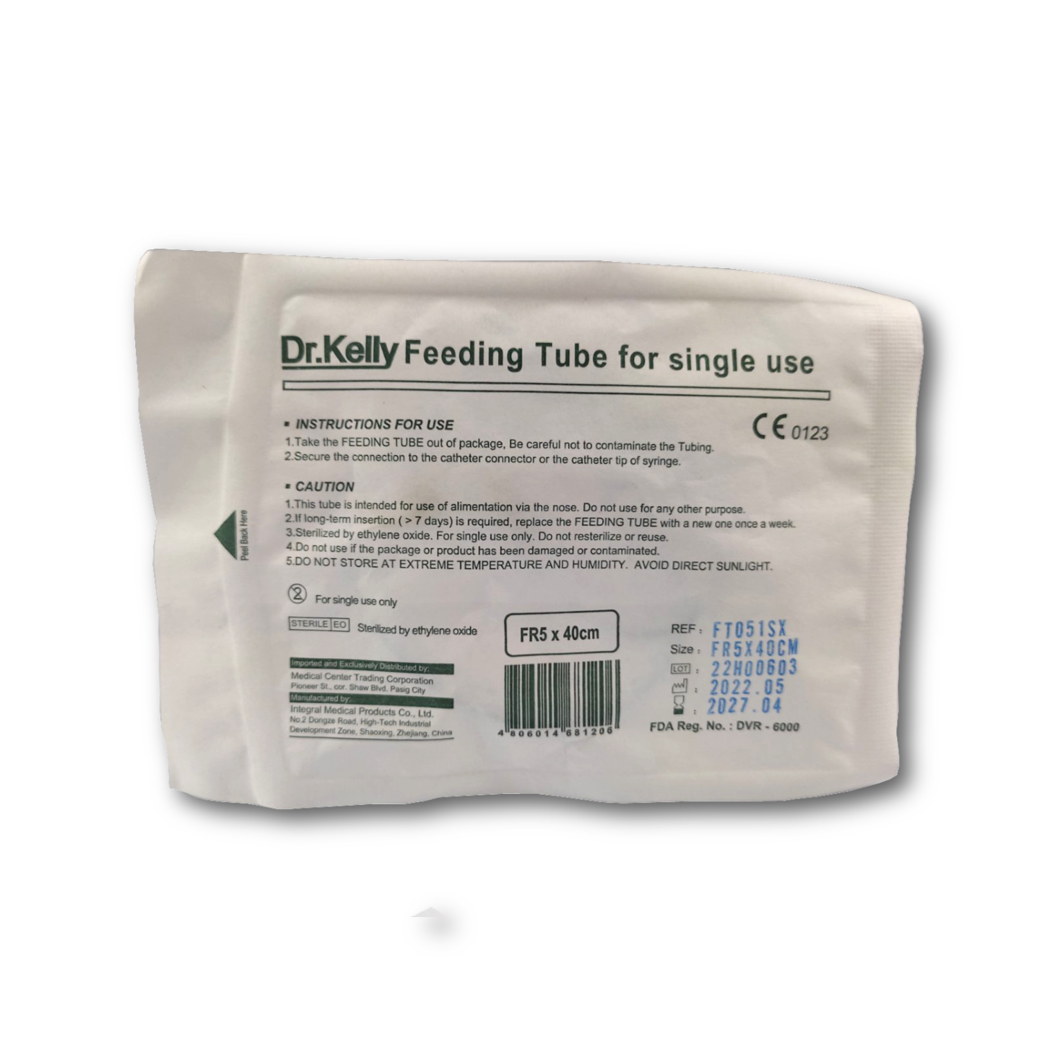 Dr. Kelly Feeding Tube - Medical tube for enteral feeding applications (5 x 40cm).