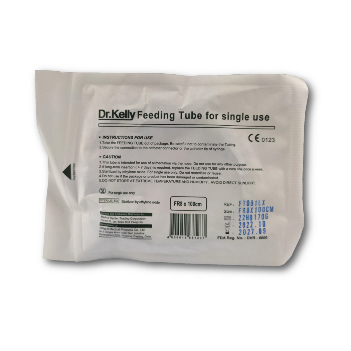 Dr. Kelly Feeding Tube - Medical tube for enteral feeding applications (8 x 100cm).