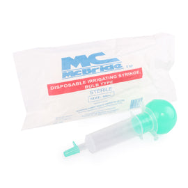 McBride Disposable Irrigating Syringe Bulb type Sterile 60mL - Sterile bulb-type syringe, 60mL.