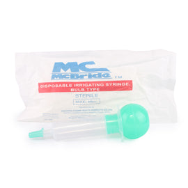 McBride Disposable Irrigating Syringe Bulb type Sterile 60mL - Sterile bulb-type syringe, 60mL.