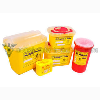 Meridian Sharps Containers - Red, puncture-resistant disposal container for sharps.