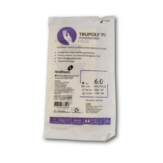 Trupoly Surgical Gloves Powder Free - Powder-free surgical gloves for hygiene and protection (6.0).