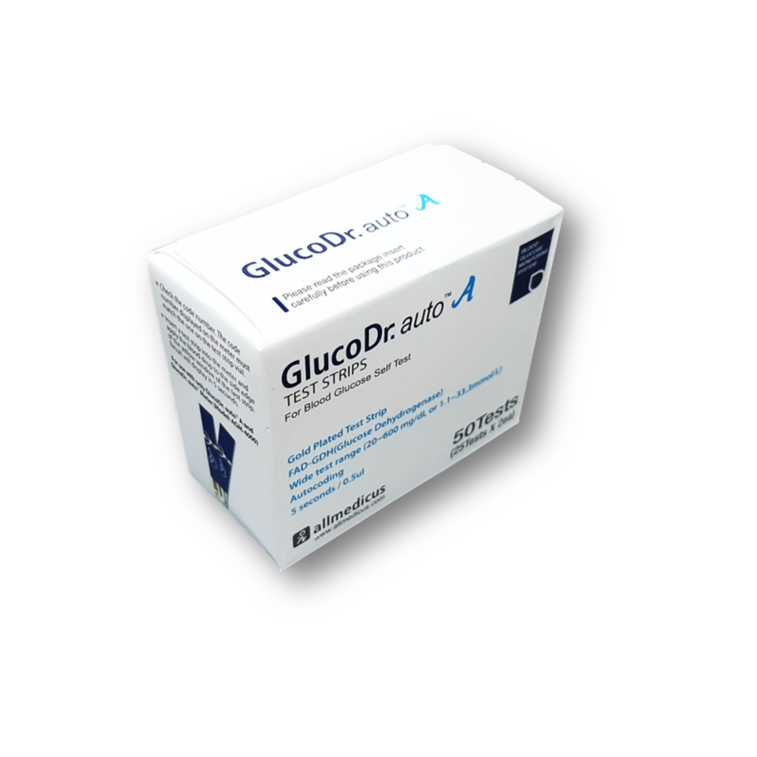 Gluco Dr. Auto Strips, 50's - 50 test strips for Gluco Dr. Auto glucose monitoring.