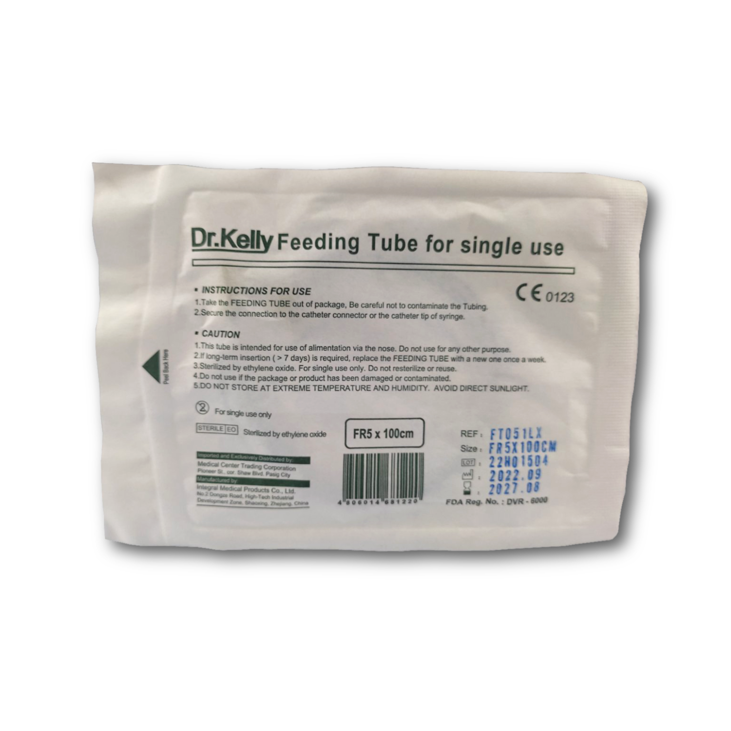 Dr. Kelly Feeding Tube - Medical tube for enteral feeding applications (5 x 100cm).