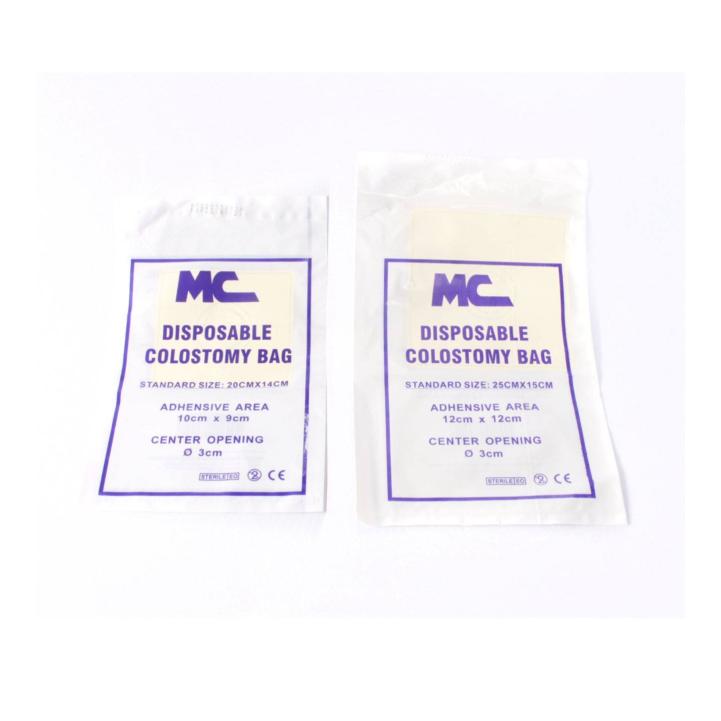 MC Disposable Colostomy Bag - A clear, plastic colostomy bag.