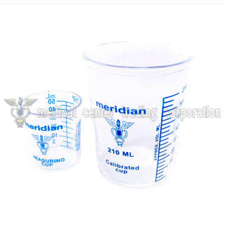 Meridian Measuring Cups -Disposable plastic measuring cup suitable for dispensing both liquid and dry medications.