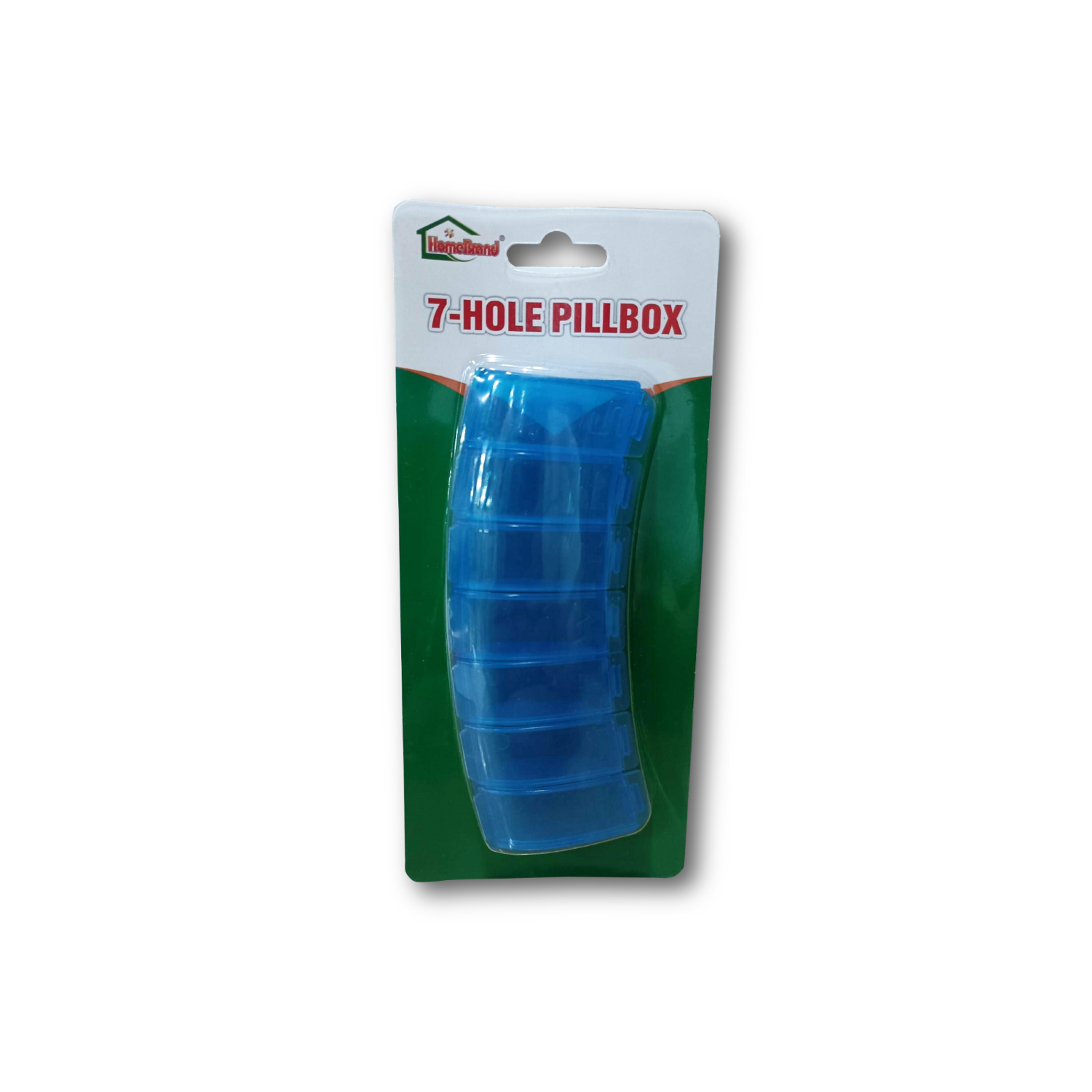 Homebrand Pillbox - Compact and portable pillbox for organizing daily medications (7-hole).